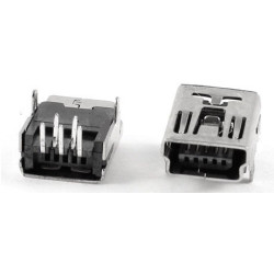 Ficha Mini USB 5 pinos 90º tipo B